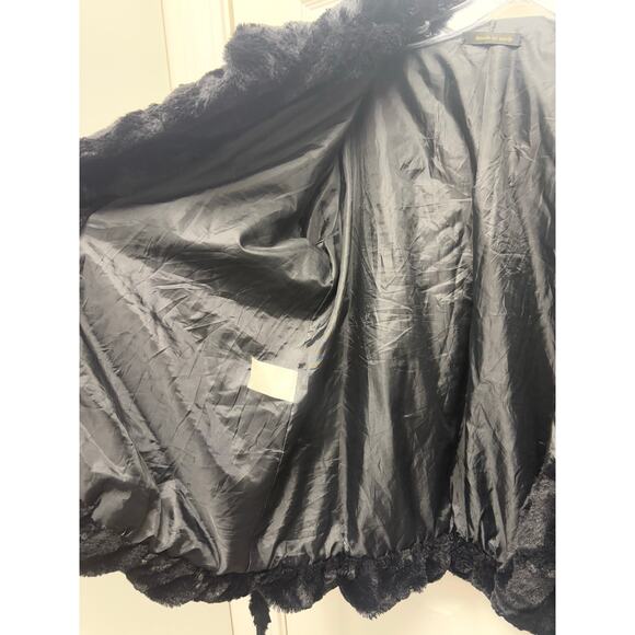 Black Short Faux-Fur Jacket - Made in Italy, No Brand Vintage Style Women’s L - Picture 6 of 8